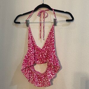 Pink tie halter top size S